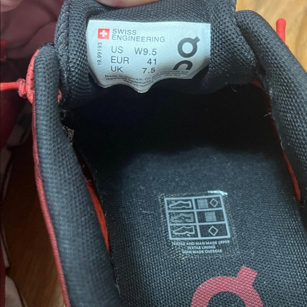 On Running Red and Black Athletic Shoes - Picture 2 of 4